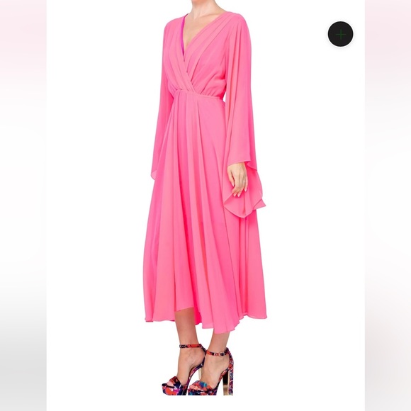 Meghan Fabulous Sunset MIDI Dress Neon Pink NWOT - Picture 3 of 4